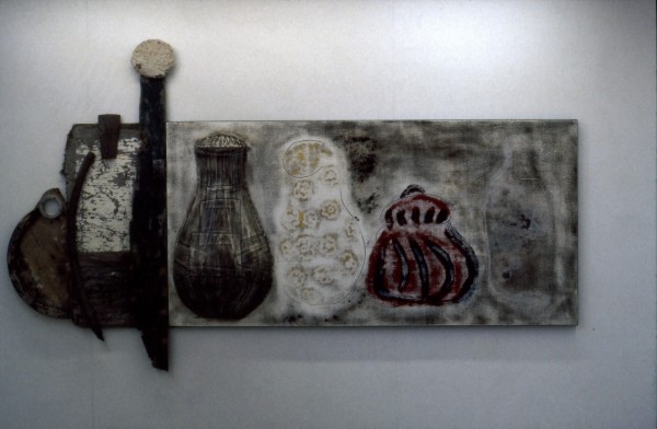 Still Life with Vases,Pots, Bottles & Found Material