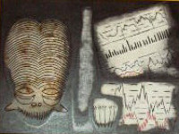 Still Life with Bamileke Mask,Bottle,Glass & Financials